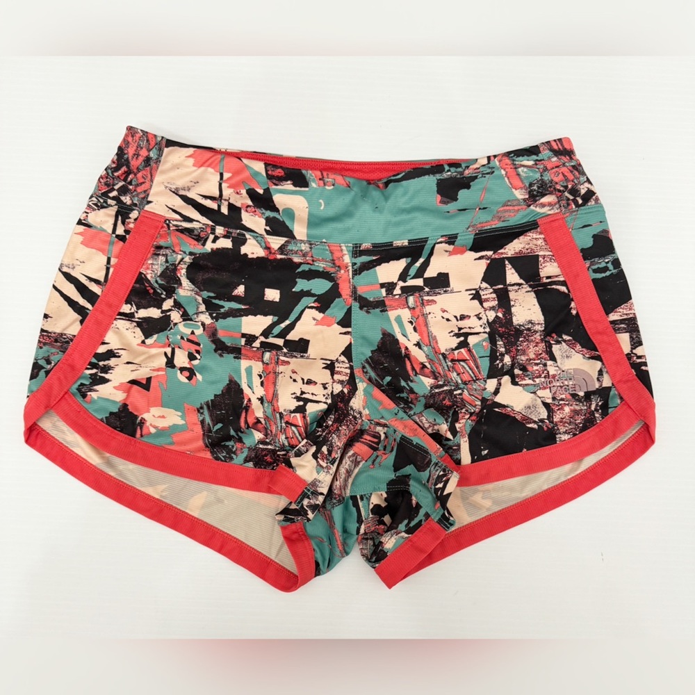 The North Face Teal, Coral & Black Abstract Athletic Shorts